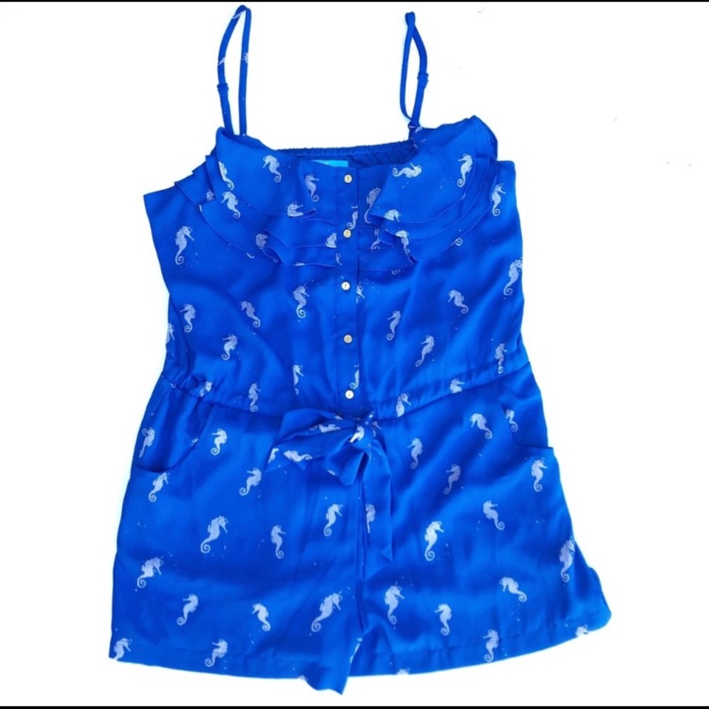 Nanette Lepore L’Amour Blue Seahorse Shorts Romper